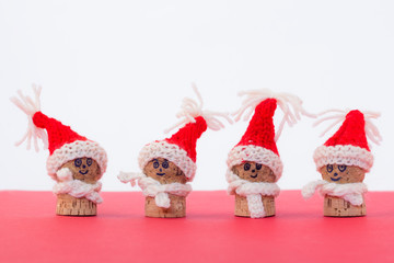 Sympathetic corks with Christmas hat to toast the new year