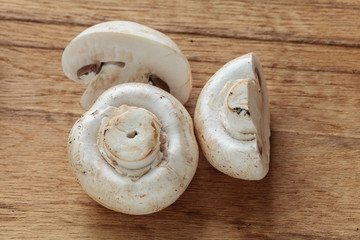 Food. Fresh white mushrooms champigonons