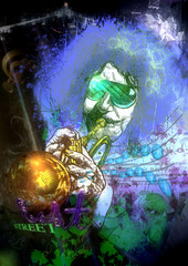 Musician: Trumpet Player (mixed mdia art)