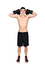 Fototapeta premium caucasian man exercising boxing