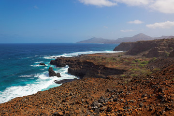 Turbulent ocean and rocky shoreline, Sao Nicolau, Cape Verde