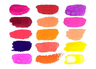Colorful vector watercolor brush isolated on white.