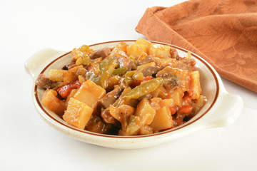 Steak, potatoes and peppers