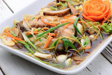 Steamed snapper with soy sauce,Thai food