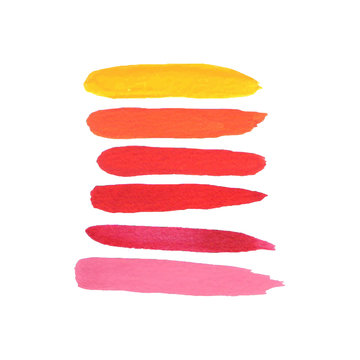 Colorful vector watercolor brush isolated on white.