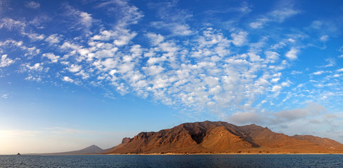 Panoramic view of Santa Luzia volcanic island, Cape Verde