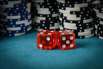 Red Dice and Playing Chips