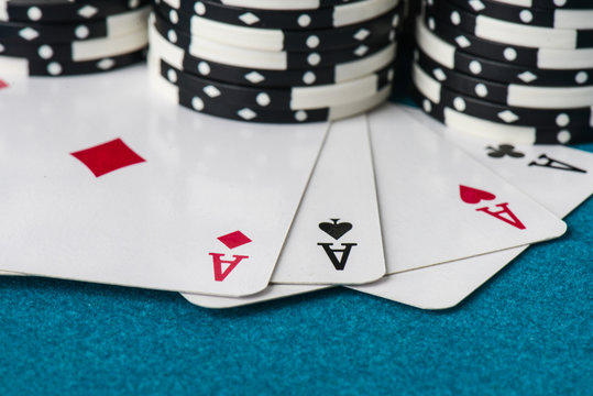 Stacked Poker Chips with Ace Card