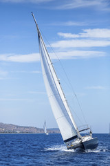 Fototapeta premium Yachting. Sailing in the Sea. Cruising yacht. Luxury yachts.