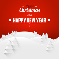 Merry Christmas and Happy New Year Landscape Greeting Card.