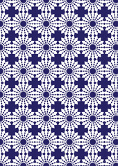 Blue and White Kalaidoscope Repeat Pattern for Wallpaper