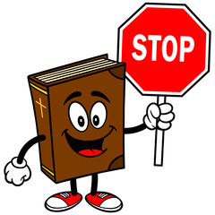 Bible School Mascot with Stop Sign