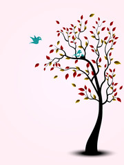 Bird family on the tree