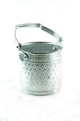 silver Metal Tiffin, Food Container On White Background