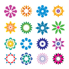 Set of color geometric flowers