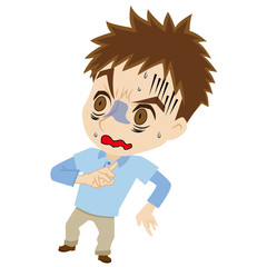 青ざめる２頭身の青年