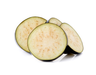 Eggplant slices isolated on white background