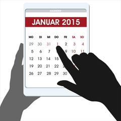 Neujahr 2015 countdown Hände digitaler Table-Kalender