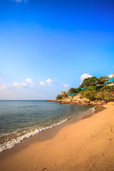 Sunset over the tropical beach. Koh Phangan