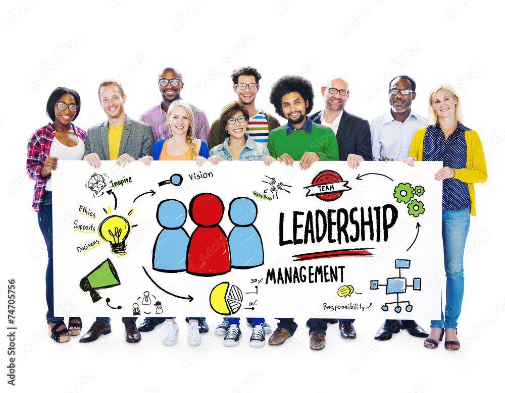 Sticker diversity casual people leadership banner team - Stickers