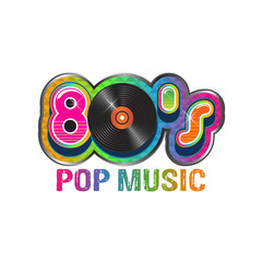 80s pop music vinyl disc logo