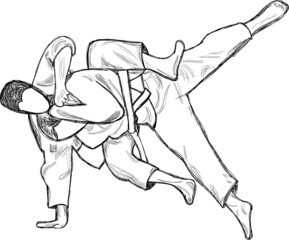 An hand drawn illustration  from series Martial Arts: JUDO
