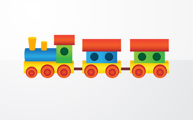 Childrens color toy train with carriages