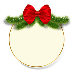 Merry X-mas and Happy New Year label with bow