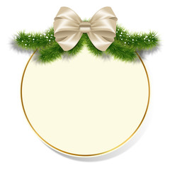 Merry X-mas and Happy New Year label with bow