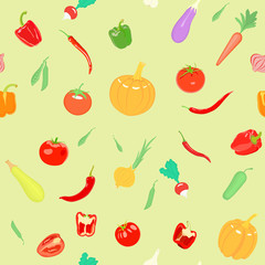 Vector seamless pattern with vegetables. Can be used for wallpap