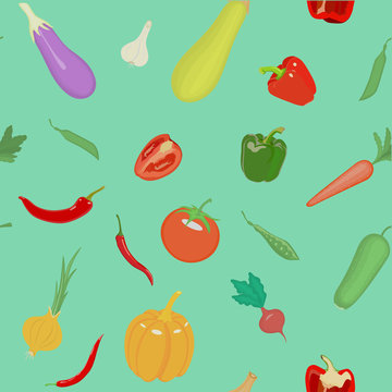 Vector seamless pattern with vegetables. Can be used for wallpap