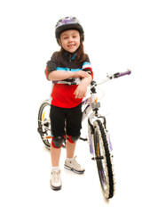 Naklejka premium little girl and bicycle
