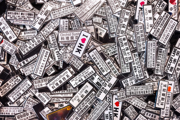 Souvenir novelty magnets at a Hong Kong street market