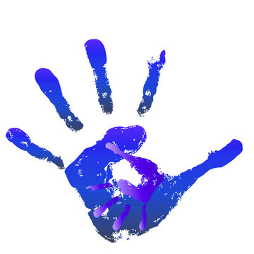 Conceptual mother and child hand print isolated