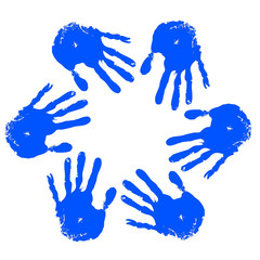 Conceptual children painted hand print isolated