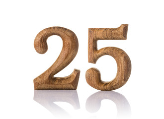 wooden numeric with isolated on white background, number twenty