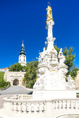 the plague column and castle in Nitra, Slovakia