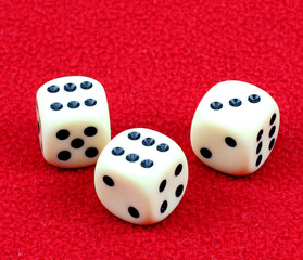 dice on a red background