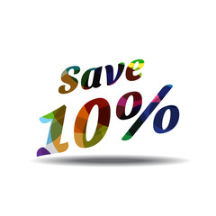 save 10 percent Colorful Vector Icon Design