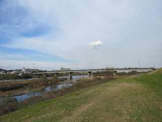 Fototapeta na wymiar 大分川の風景