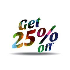 Get 25 Percent Colorful Vector Icon Design