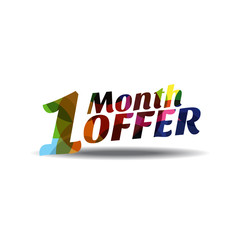 1 Month Offer Colorful Vector Icon Design