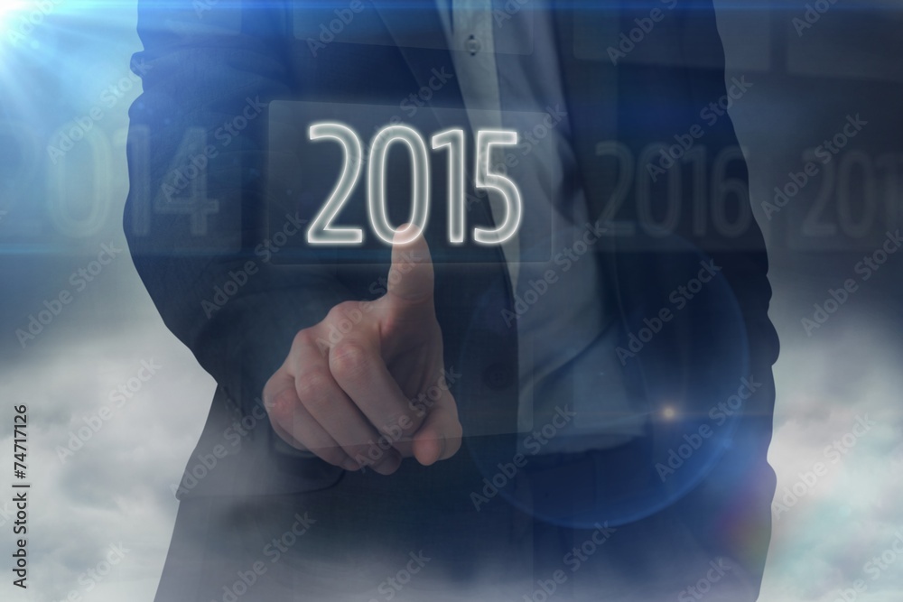 Aufkleber composite image of businessman in grey suit pointing