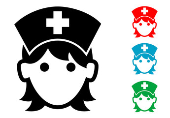 Pictograma icono enfermera con varios colores - obrazy, fototapety, plakaty