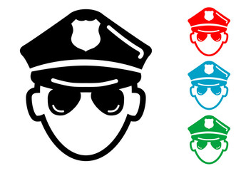 Pictograma icono policia con varios colores