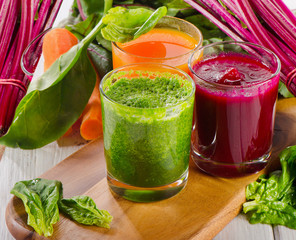 Healthy vegetable smoothie and juice