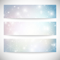 Winter backgrounds set with snowflakes. Abstract winter design