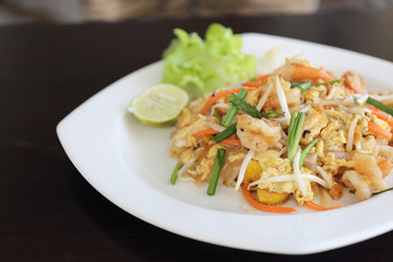 Thai food padthai fried noodle with shrimp