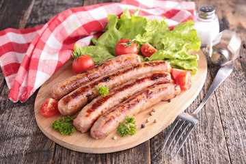 grilled sausage on board