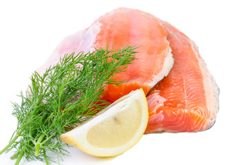 Salmon fish fillet isolated on a white background